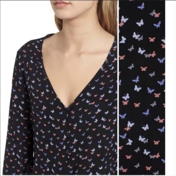 Beaux Ruffle Waist Blouse in print Mariposa - Picture 3 of 6